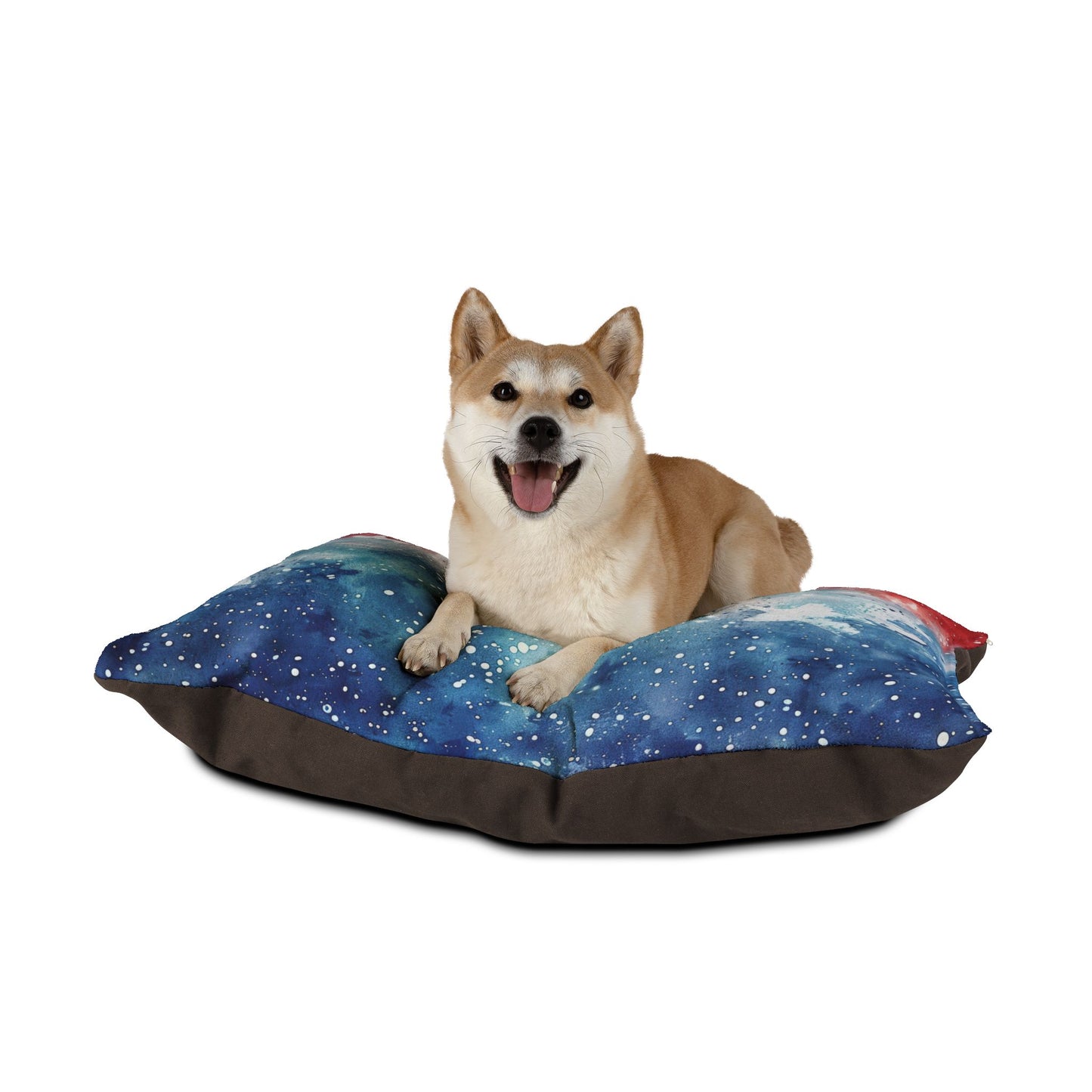 Stars & Stripes Watercolor Pet Bed — Patriotic Red White Blue Dog Cushion