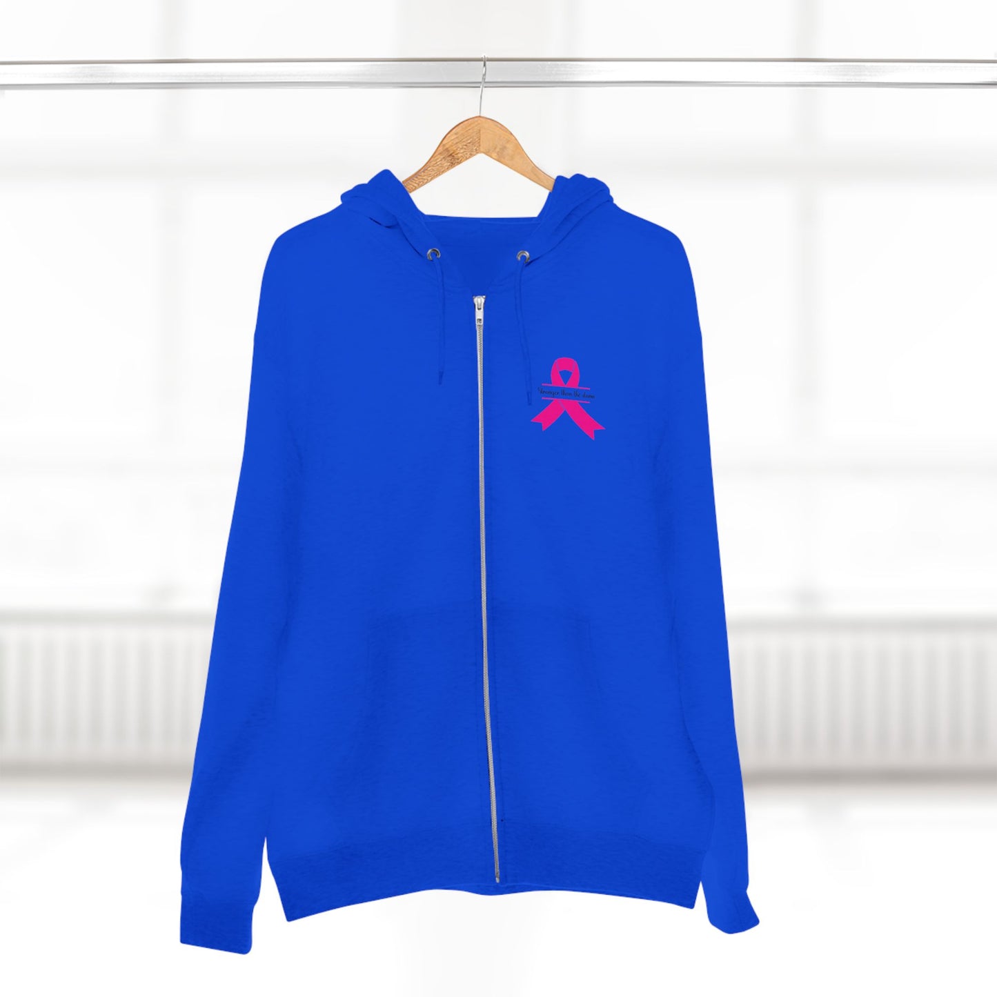 Sweatshirt Breast Cancer Awareness Unisex Zip Hoodie - Stronger Than The Storm Cool Weather Wear