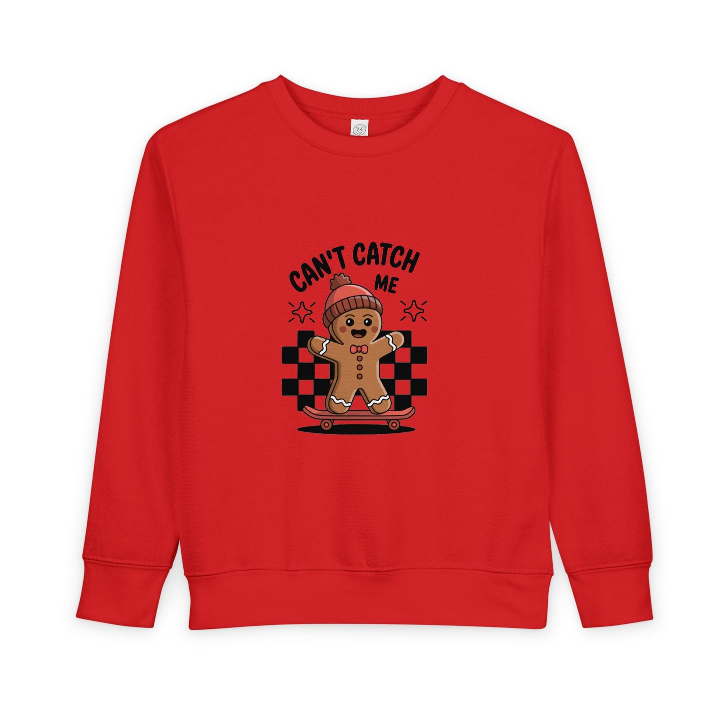 T-Shirt Playful Toddler Sweatshirt with 'Can’t Catch Me' Design Cute Kids Outfit Fun Holiday Gift Cozy Fall Wear Cheeky Gingerbread Sweater