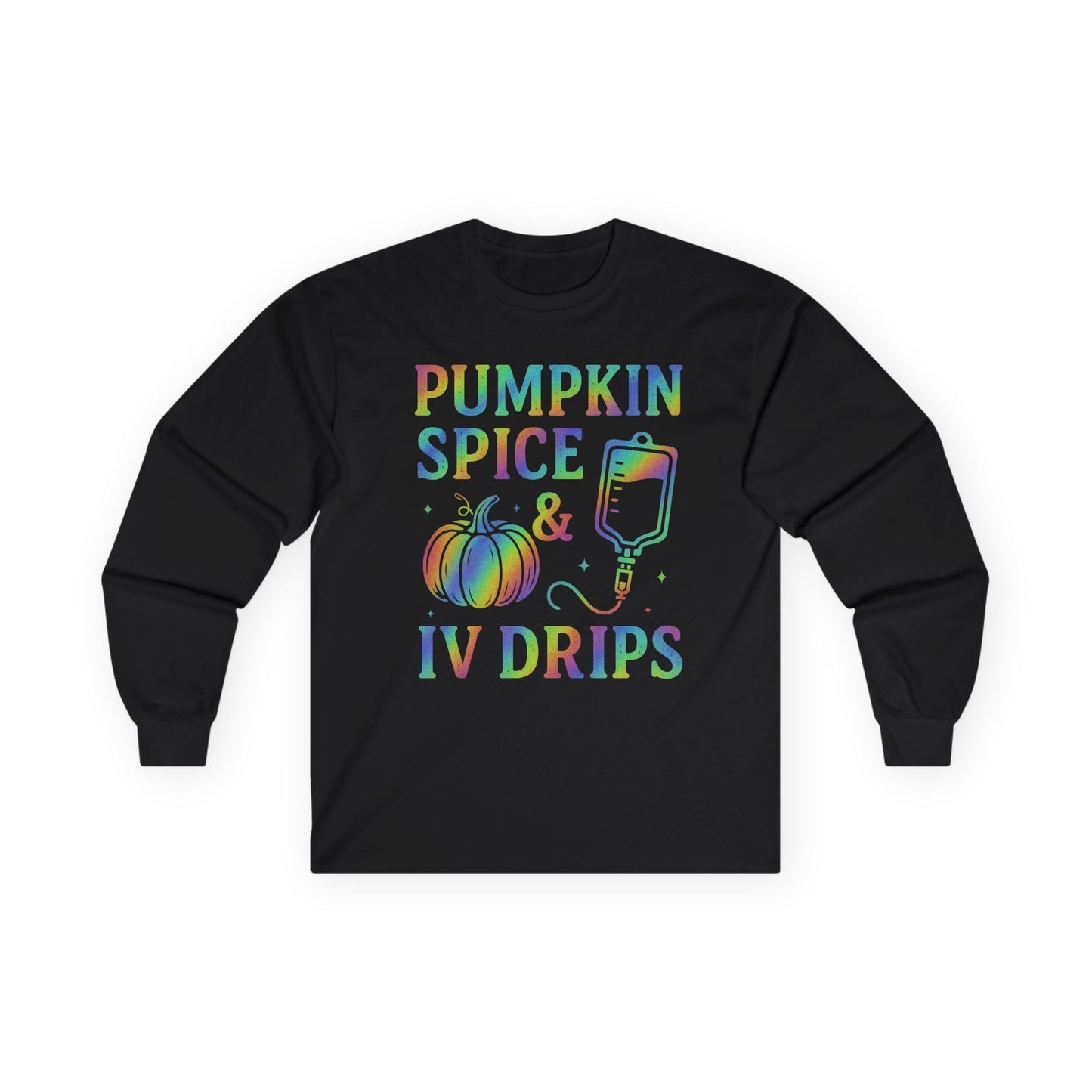 Pumpkin Spice IV Drips Long Sleeve Tee, Autumn Shirt, Fall Fashion, Halloween Apparel, Cozy Gift