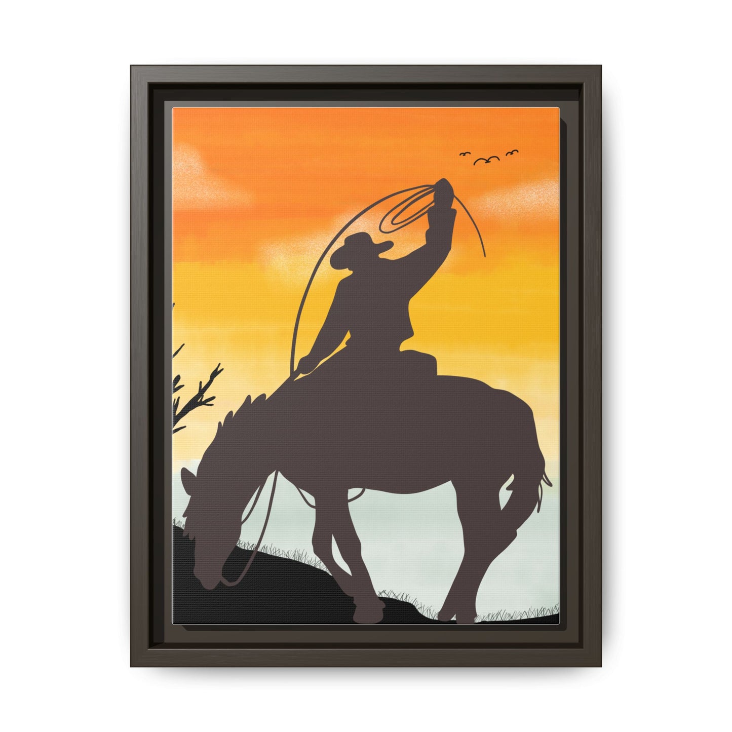 Framed Cowboy Rodeo Art Print Canvas Wall Decor Western Home Decor Rustic Cowboy Gift Equestrian Wall Art Country Themed Art Housewarming Gift