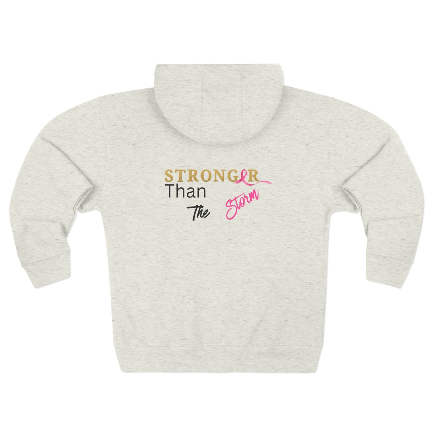 Sweatshirt Breast Cancer Awareness Unisex Zip Hoodie - Stronger Than The Storm Cool Weather Wear