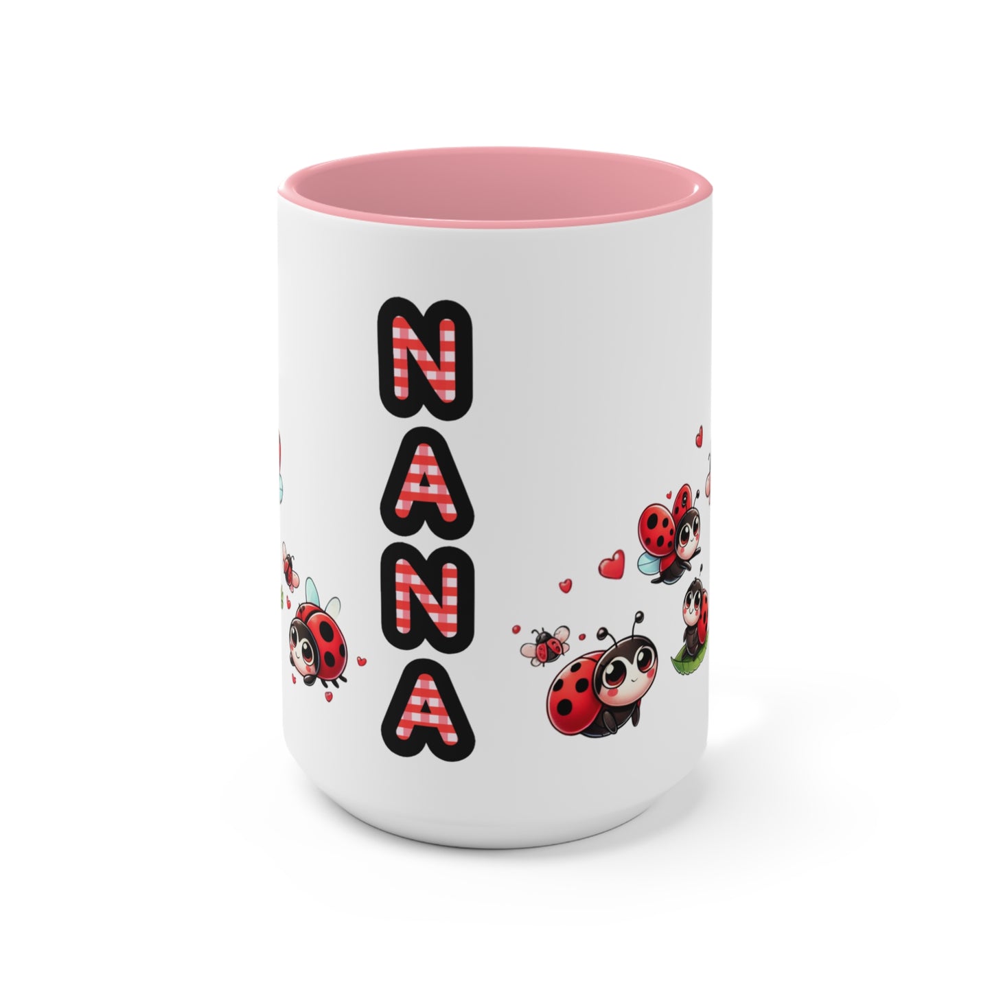 Coffee Mug Personalized Nana Ladybug Accent Mug - Cute Gift for Grandmothers