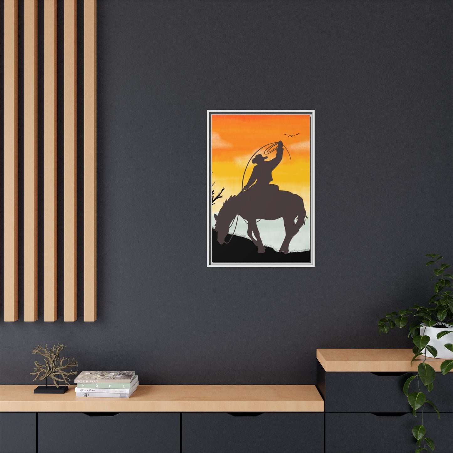 Framed Cowboy Rodeo Art Print Canvas Wall Decor Western Home Decor Rustic Cowboy Gift Equestrian Wall Art Country Themed Art Housewarming Gift