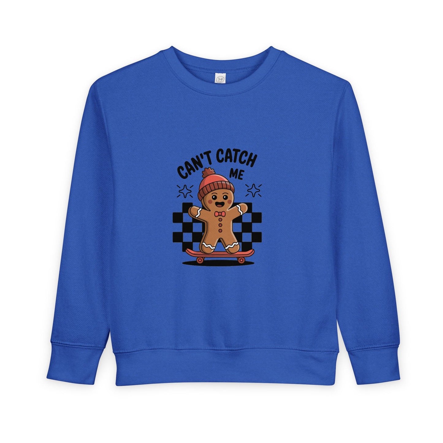 T-Shirt Playful Toddler Sweatshirt with 'Can’t Catch Me' Design Cute Kids Outfit Fun Holiday Gift Cozy Fall Wear Cheeky Gingerbread Sweater