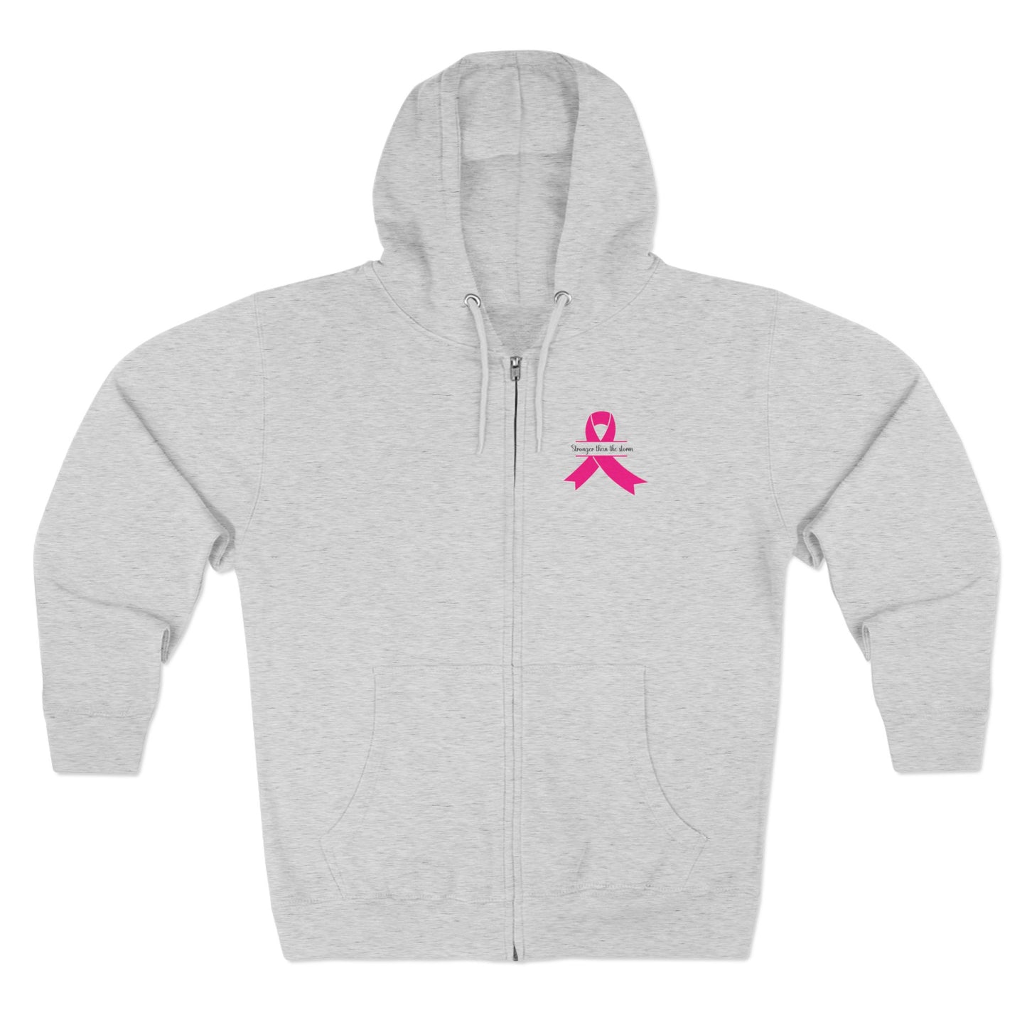 Sweatshirt Breast Cancer Awareness Unisex Zip Hoodie - Stronger Than The Storm Cool Weather Wear