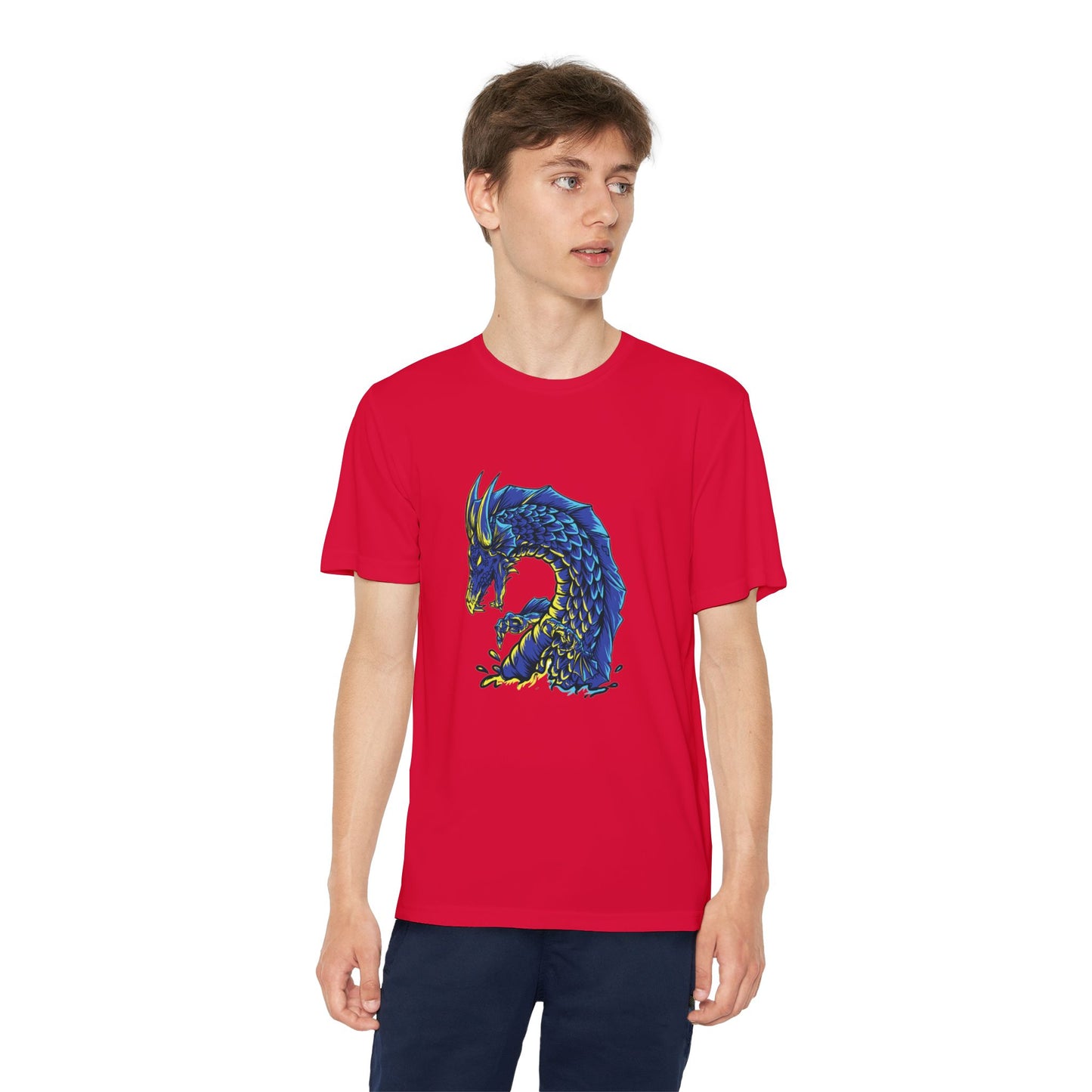T-Shirt Youth Dragon Graphic Tee Competitive Spirit Shirt for Kids Epic Dragon Art Birthday Gift Sports Event Apparel