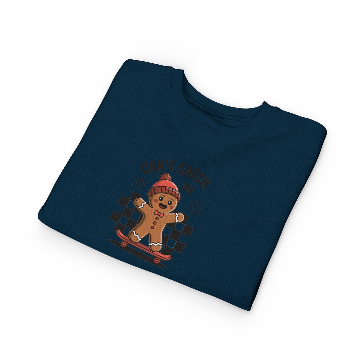 T-Shirt Playful Toddler Sweatshirt with 'Can’t Catch Me' Design Cute Kids Outfit Fun Holiday Gift Cozy Fall Wear Cheeky Gingerbread Sweater