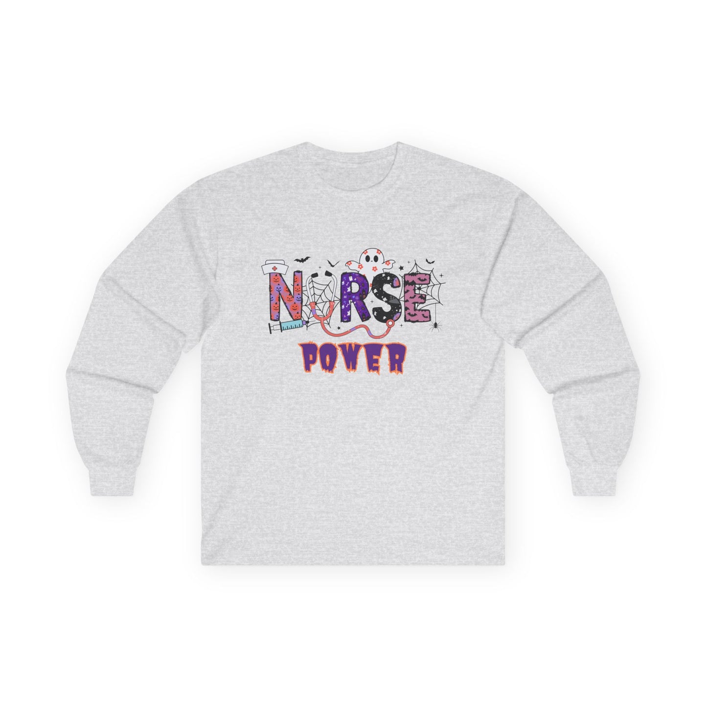 T-Shirt Nurse Power Long Sleeve Tee Unisex Shirt for Nurses Gift for Healthcare Workers Medical Appreciation Everyday Casual Wear