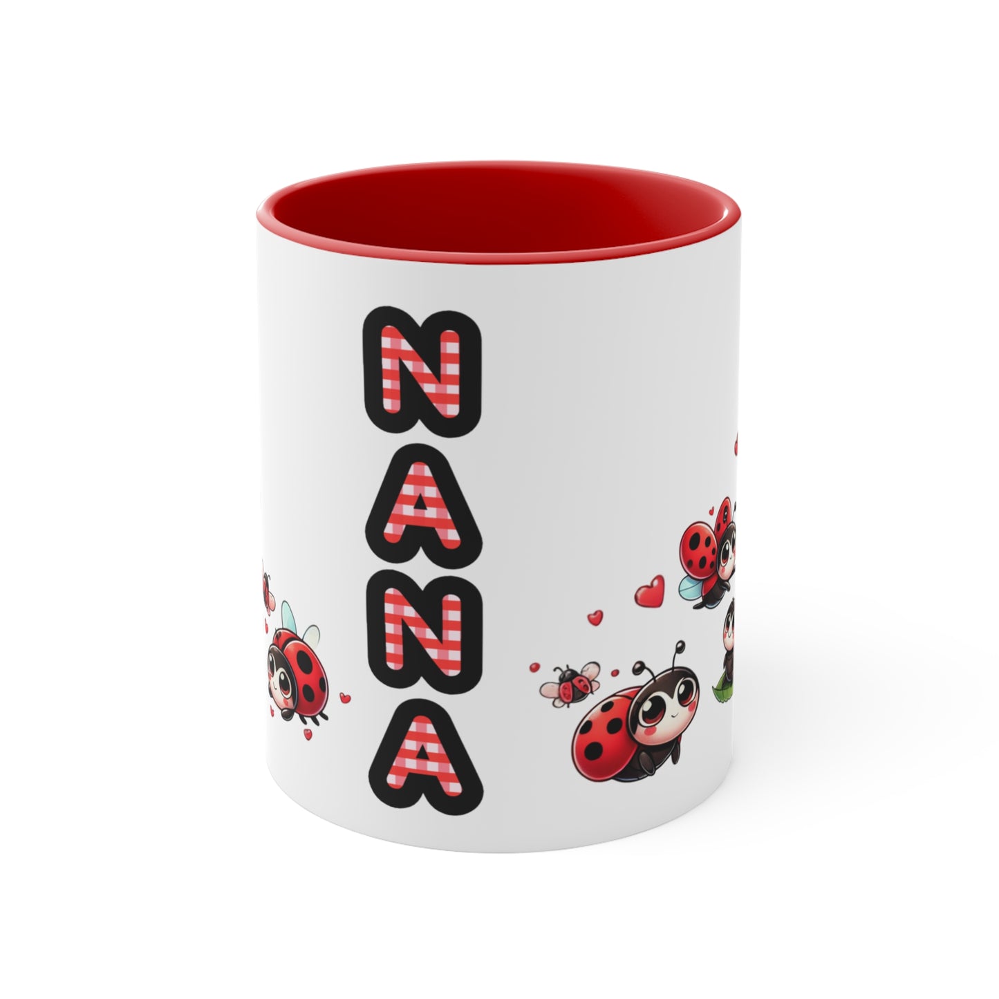 Coffee Mug Personalized Nana Ladybug Accent Mug - Cute Gift for Grandmothers