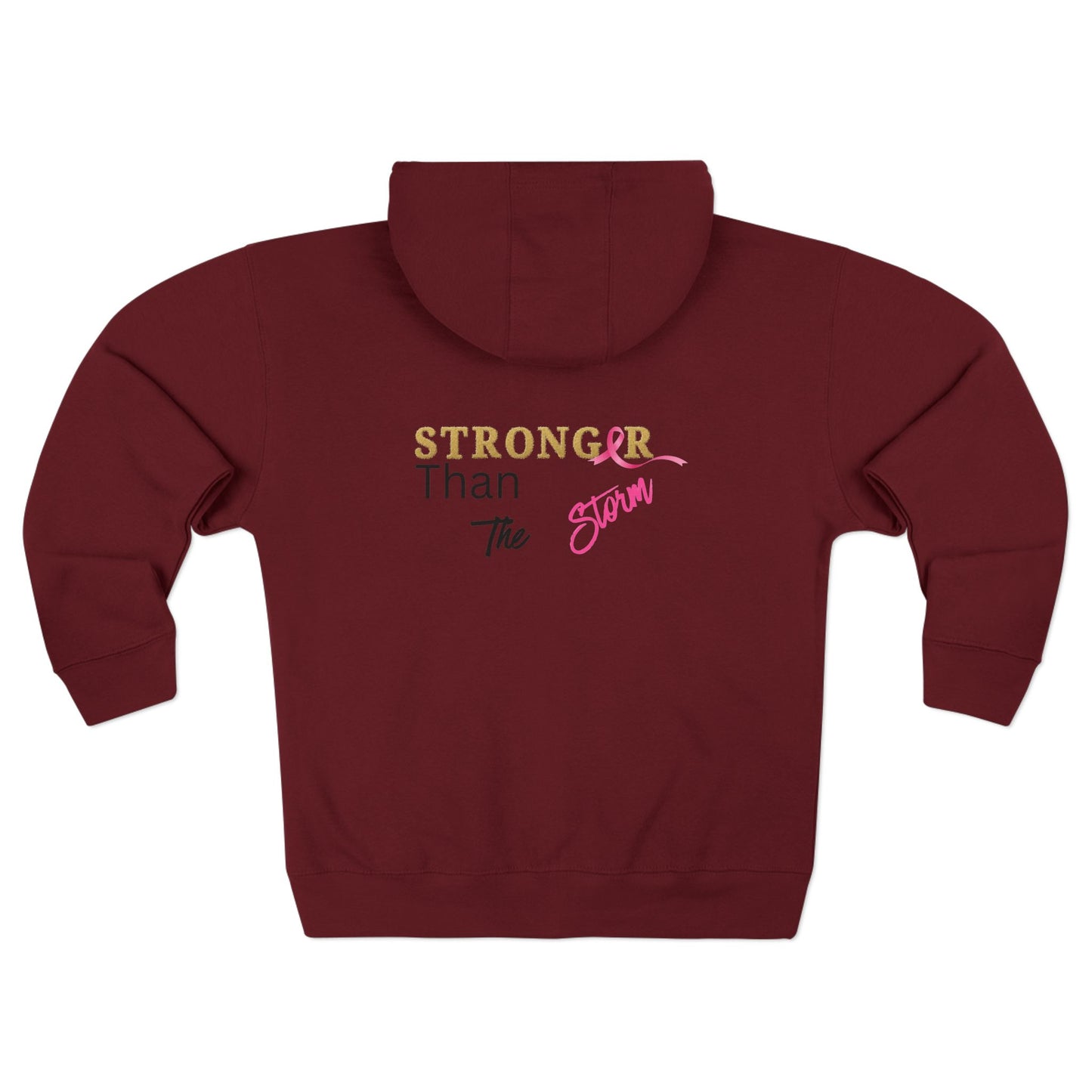 Sweatshirt Breast Cancer Awareness Unisex Zip Hoodie - Stronger Than The Storm Cool Weather Wear