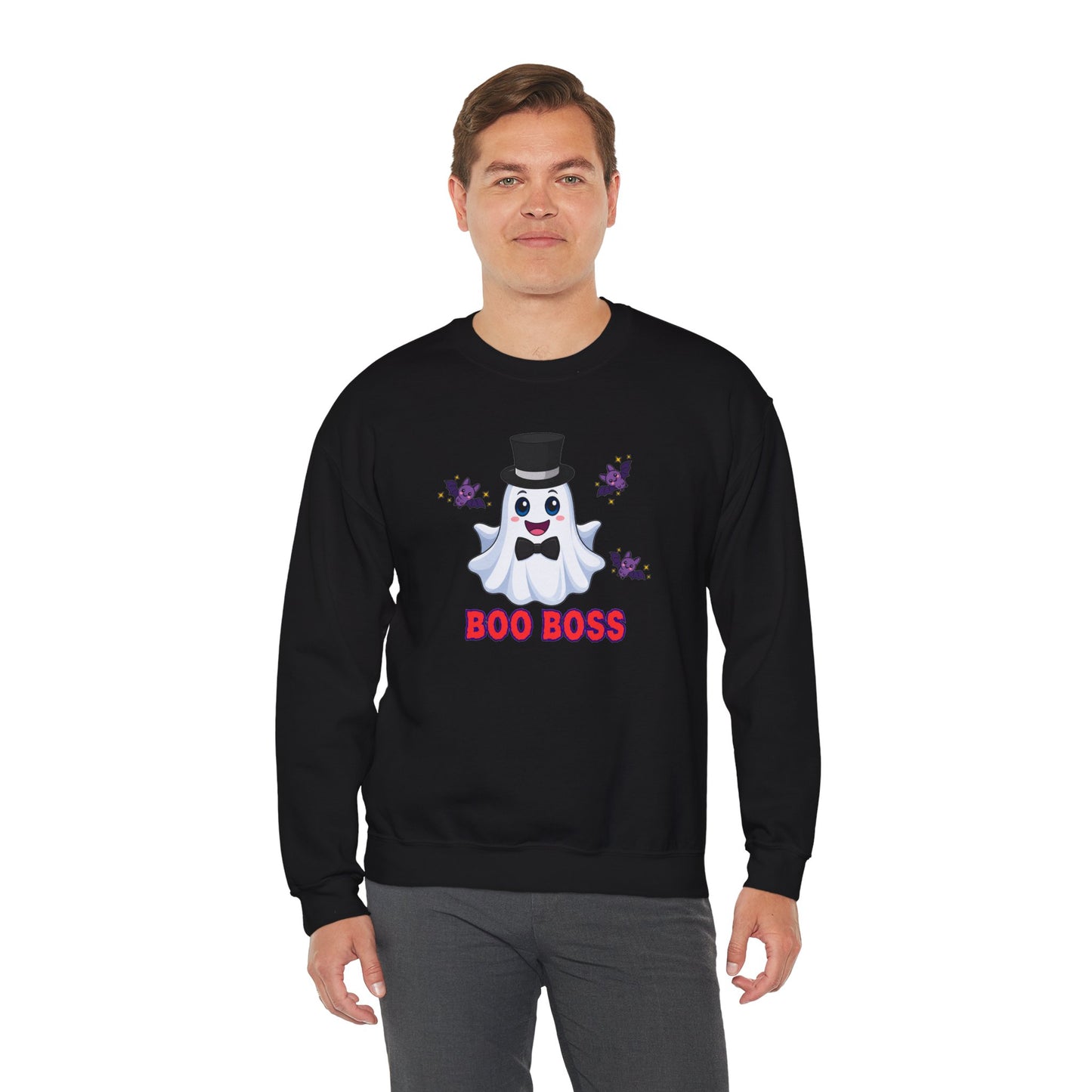 Boo Boss ghost with top hat Crewneck Sweatshirt Halloween ghost design Matching Family Apparel Fun Halloween Photo