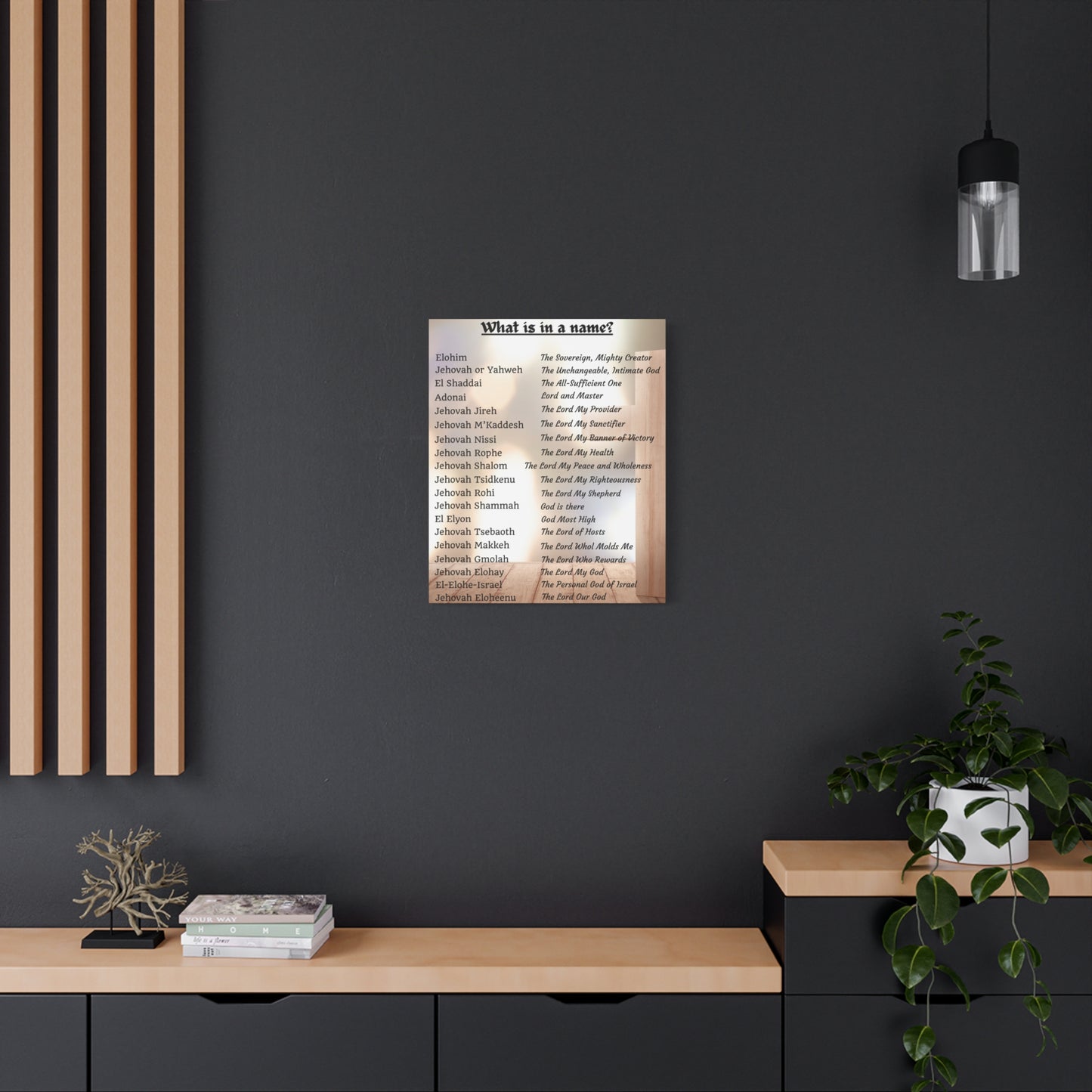 Wall Art Spiritual Print Inspirational Home Decor Religious Canvas Name of God Artwork Faith-Based Gift Idea Unique Scripture Art