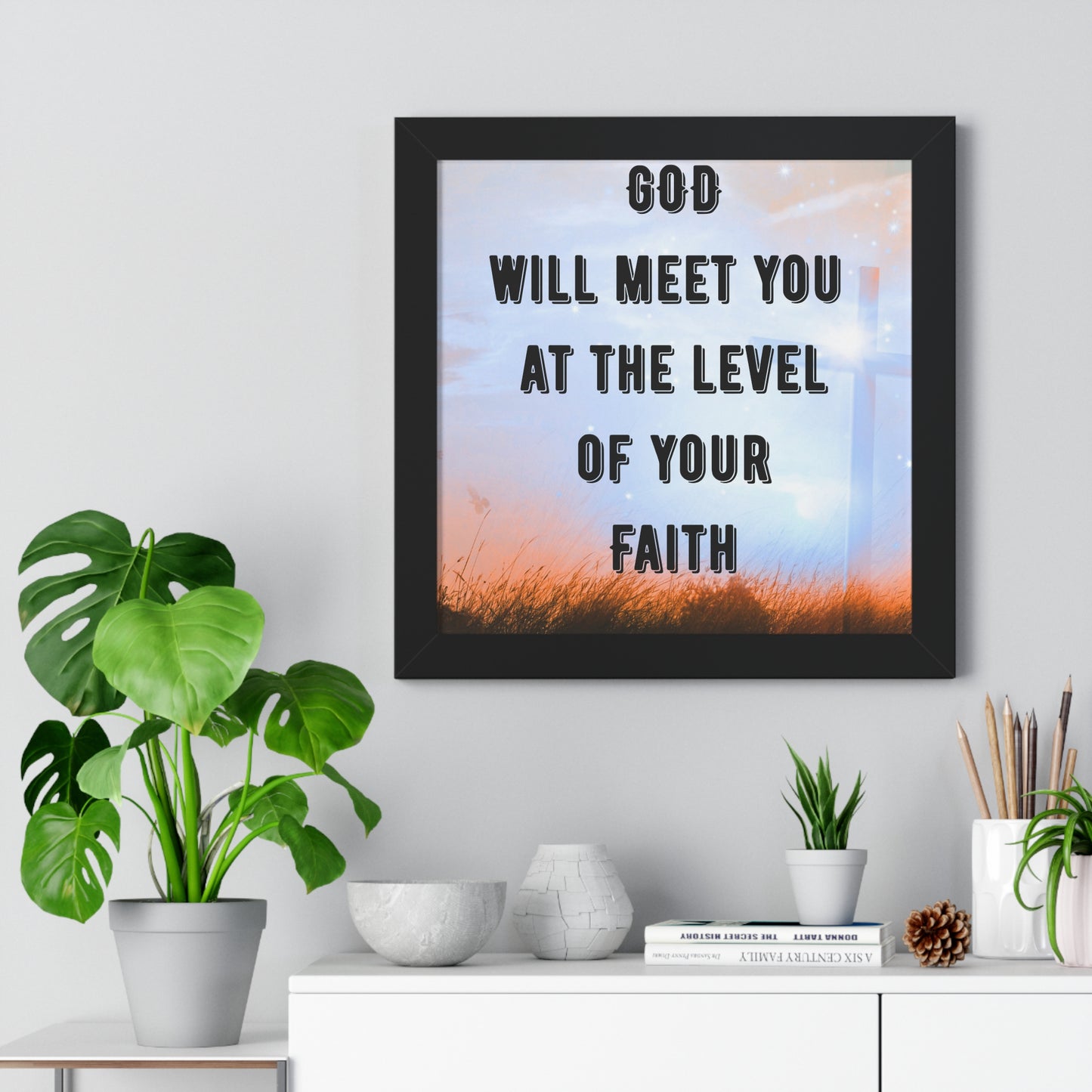 Framed Vertical Poster for Home Decor Motivational Wall Art Faith-Based Gift Spiritual Decor Inspirational Christian