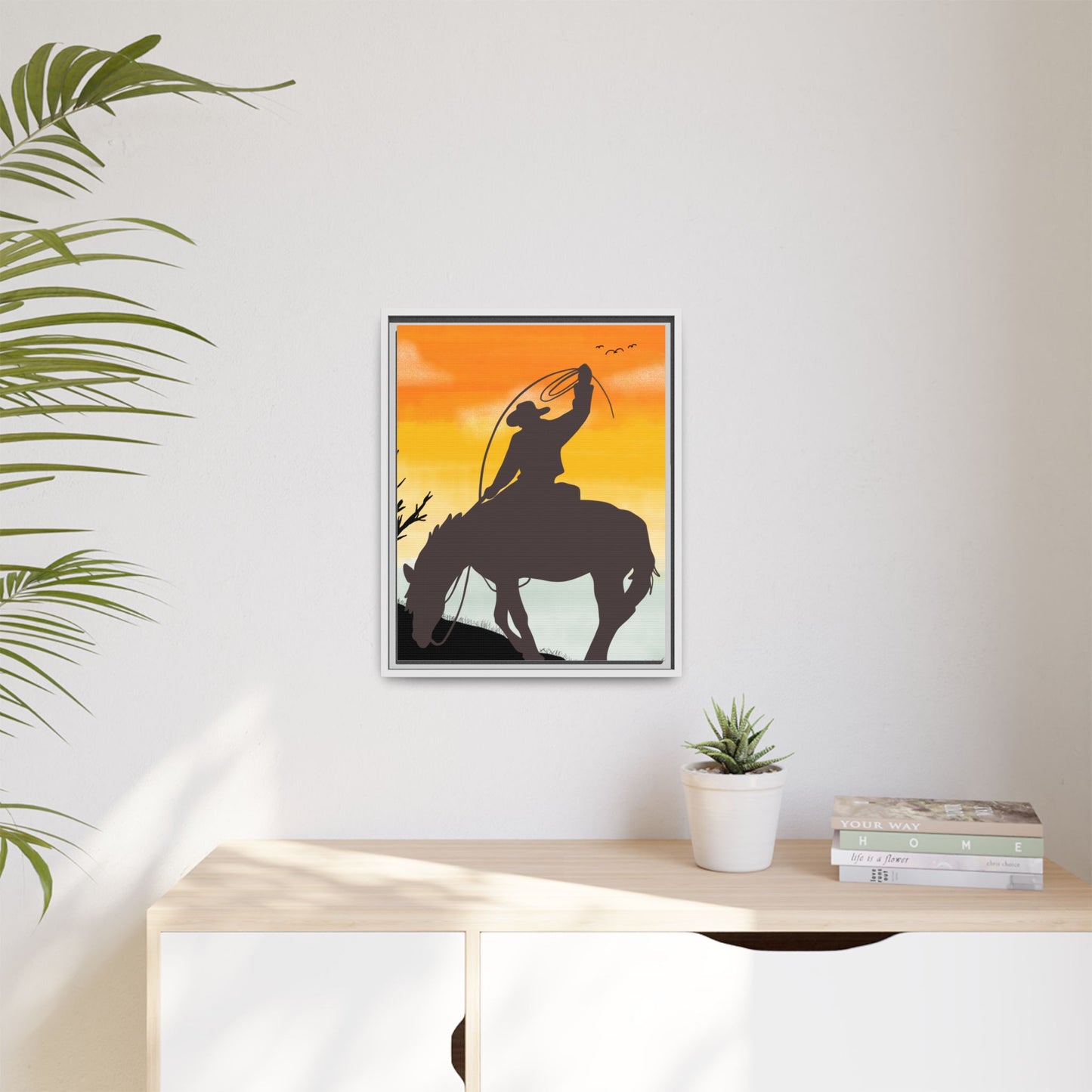 Framed Cowboy Rodeo Art Print Canvas Wall Decor Western Home Decor Rustic Cowboy Gift Equestrian Wall Art Country Themed Art Housewarming Gift