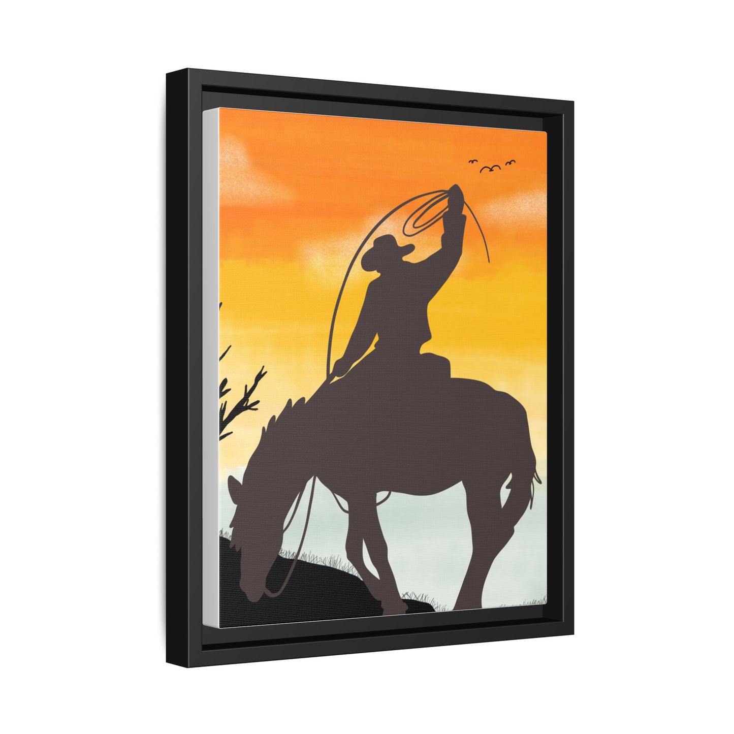 Framed Cowboy Rodeo Art Print Canvas Wall Decor Western Home Decor Rustic Cowboy Gift Equestrian Wall Art Country Themed Art Housewarming Gift