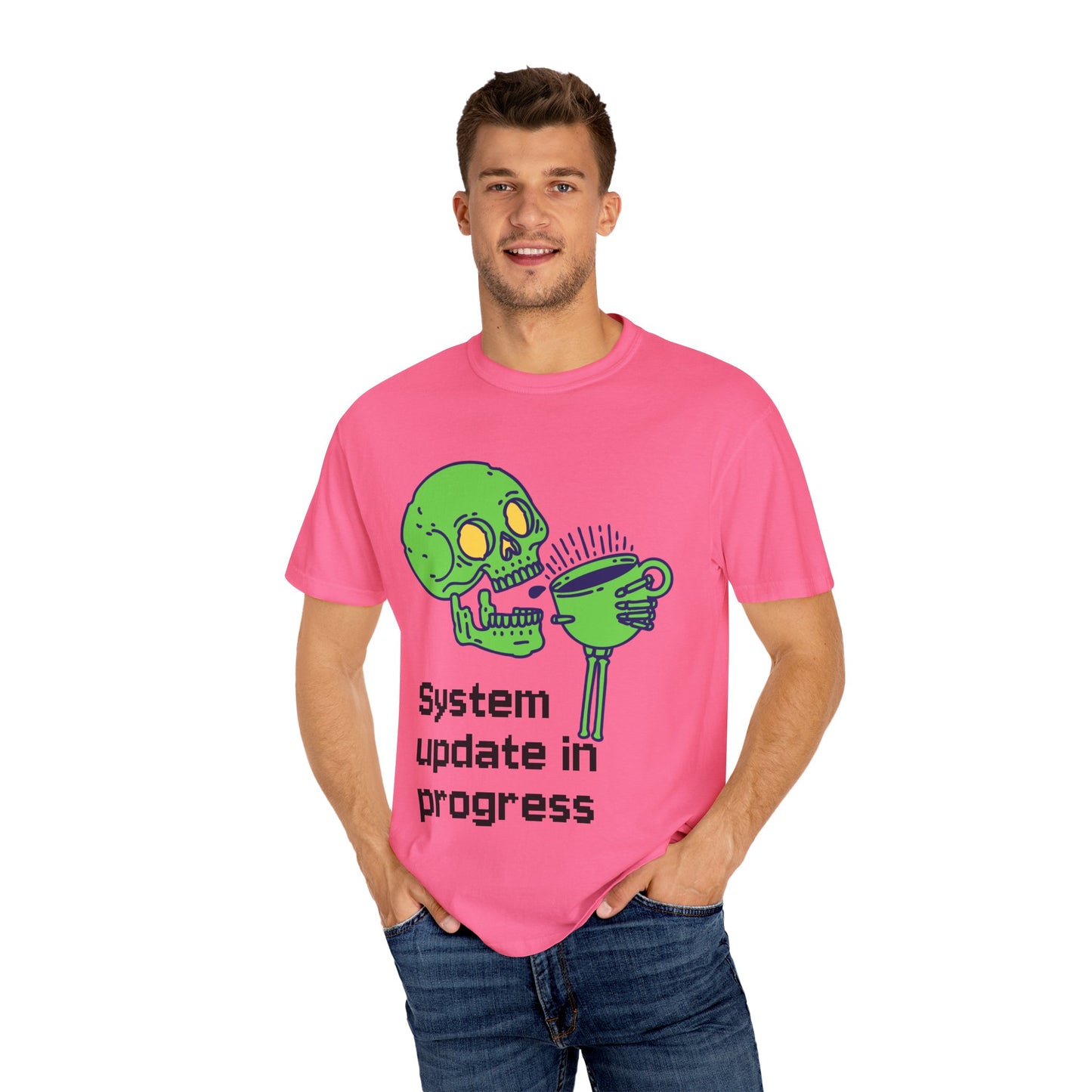 T-Shirt Funny Skeleton T-Shirt Unisex Graphic Tee Halloween Shirt Casual Wear Gift for Tech Lovers Humor Apparel