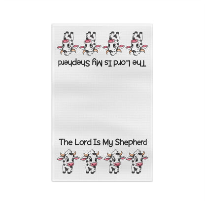 The Lord Is My Shepherd Microfiber Tea Towel — Cute Cow Faith Kitchen Towel