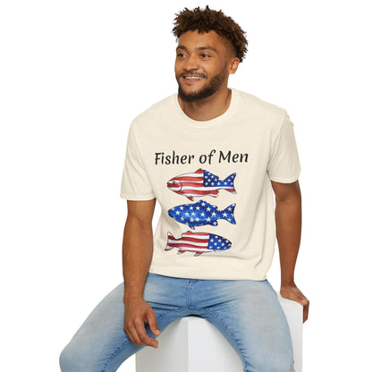 Fisher of Men T-Shirt — Patriotic American Flag Fish Tee
