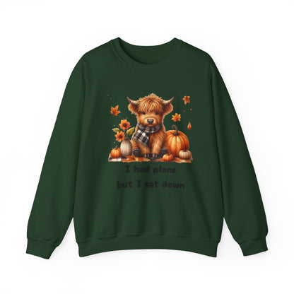 Sweatshirt Autumn Wear Funny Crewneck Pullover Fall Fashion Farm Style Cozy  Casual Outfit Highland Cow Design Print Comfort Wear Cotton Blend