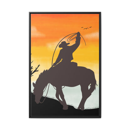 Framed Cowboy Rodeo Art Print Canvas Wall Decor Western Home Decor Rustic Cowboy Gift Equestrian Wall Art Country Themed Art Housewarming Gift