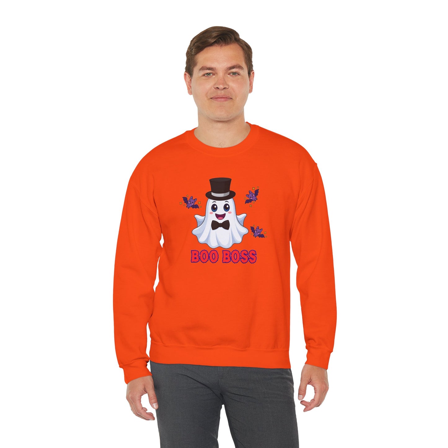Boo Boss ghost with top hat Crewneck Sweatshirt Halloween ghost design Matching Family Apparel Fun Halloween Photo