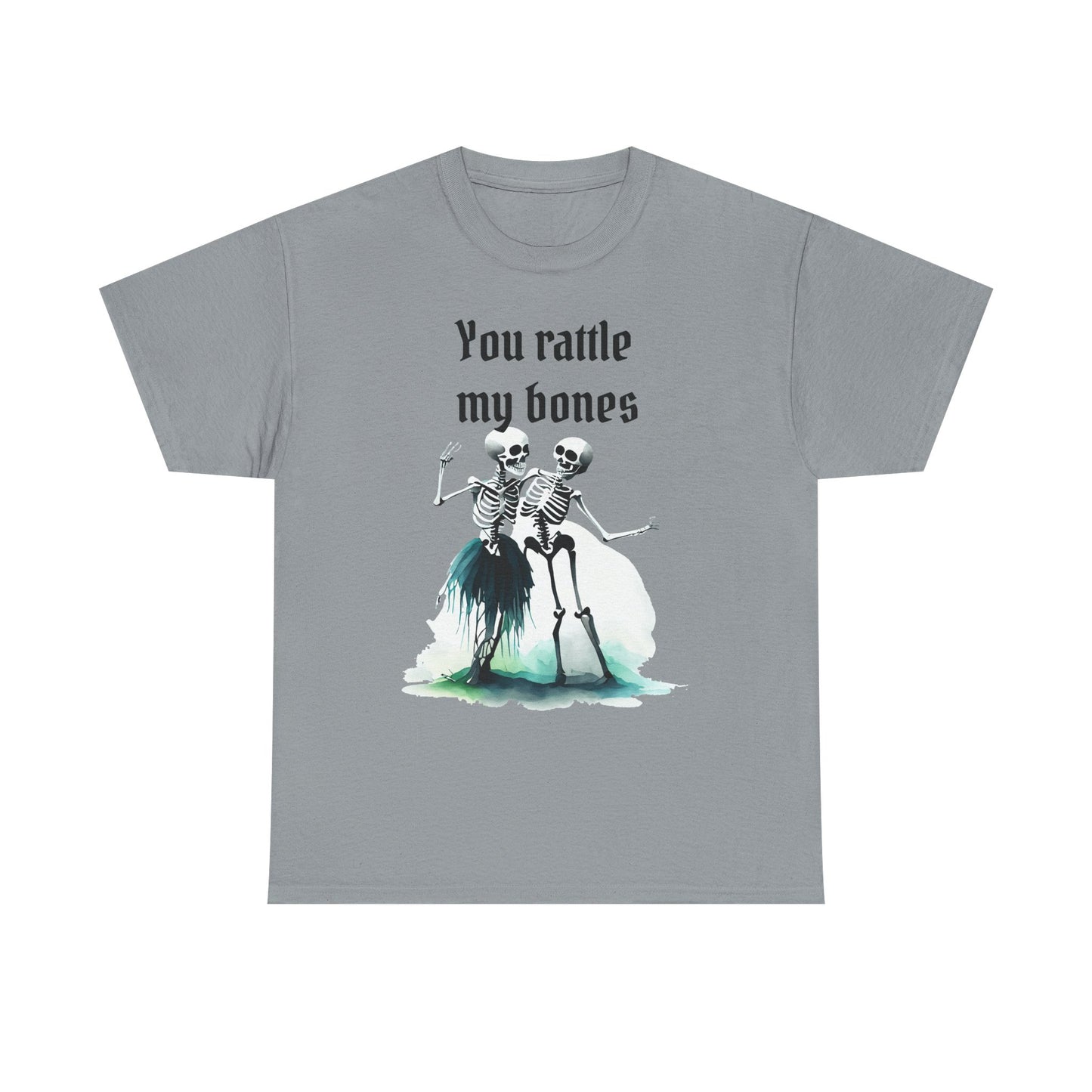 T-Shirt Skeleton Dance Tee  You Rattle My Bones Halloween Shirt Unisex Graphic Tee Cute Skeleton Costume Spooky Season Apparel