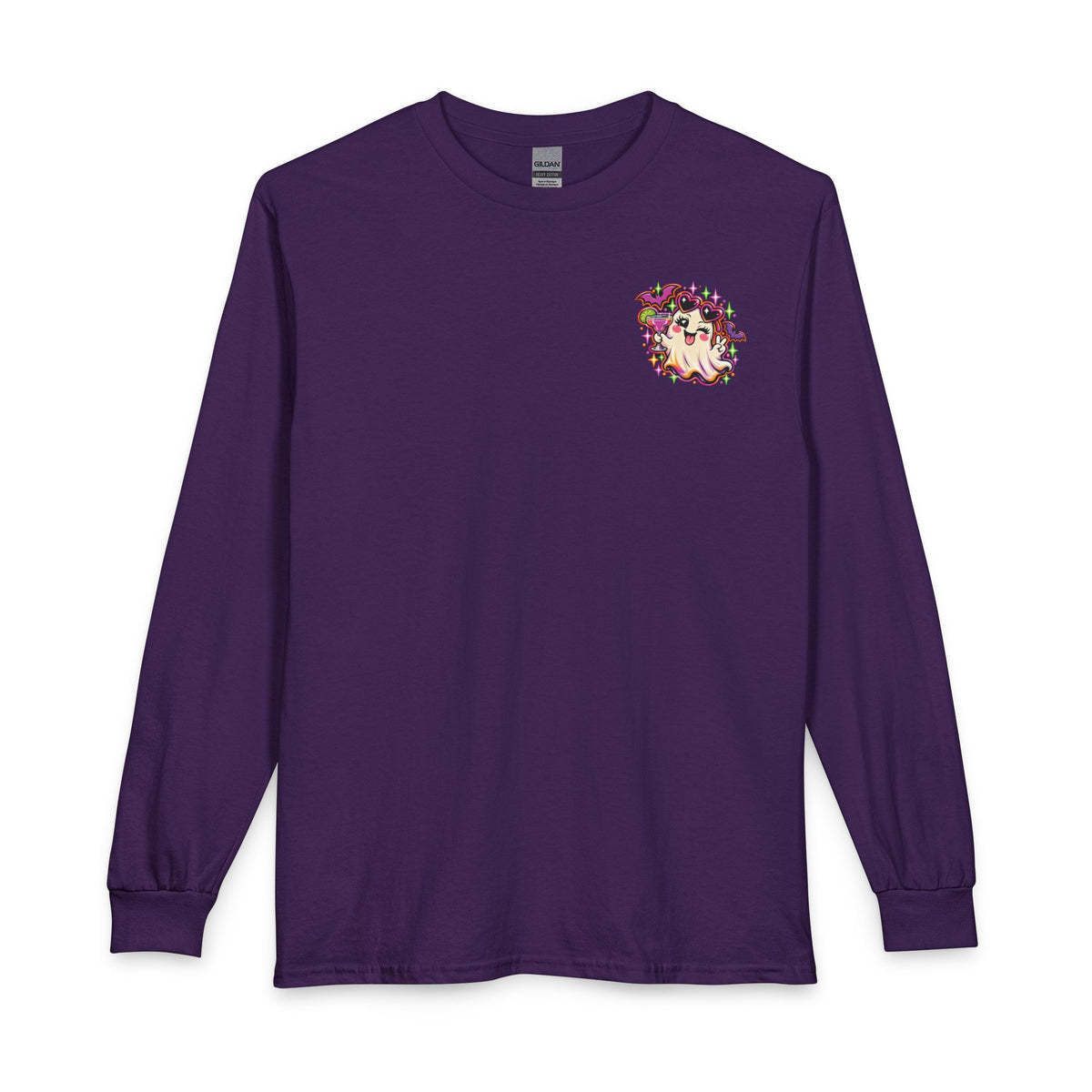 Halloween Long Sleeve Tee — "Just Here for the Boos" Ghost Party Shirt