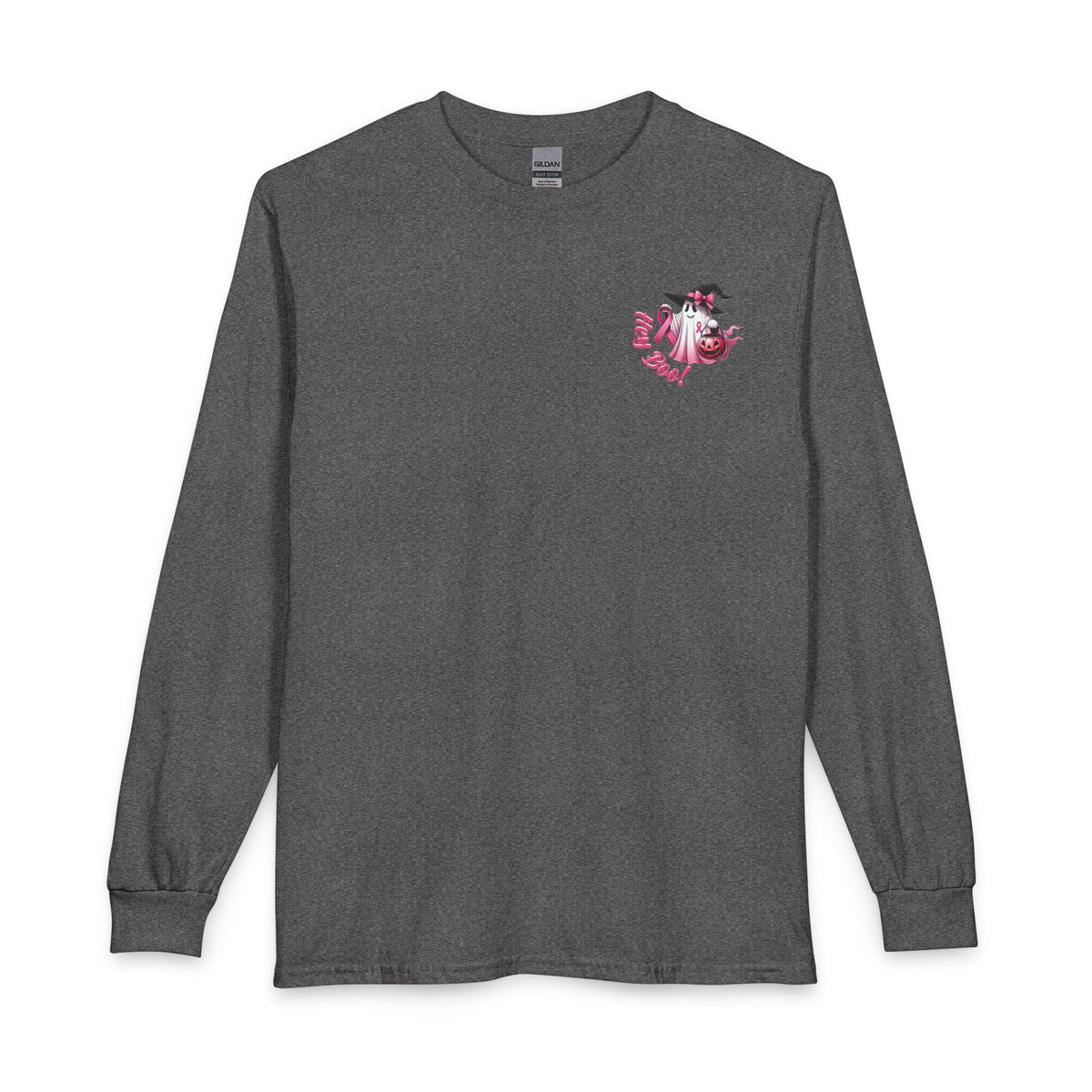 Breast Cancer Awareness Long Sleeve Tee — "In October We Wear Pink" Cow Design