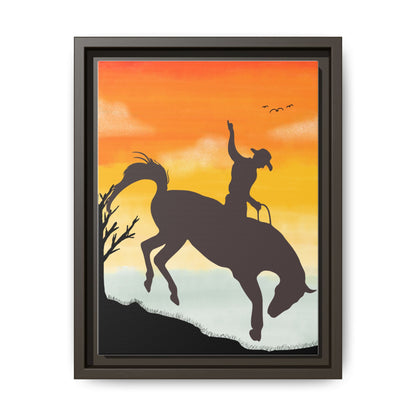 Framed Cowboy Sunset Canvas Art Equestrian Decor Farmhouse Wall Art Rustic Home Decoration Gift for Horse Lovers Rodeo Decor Housewarming Gift