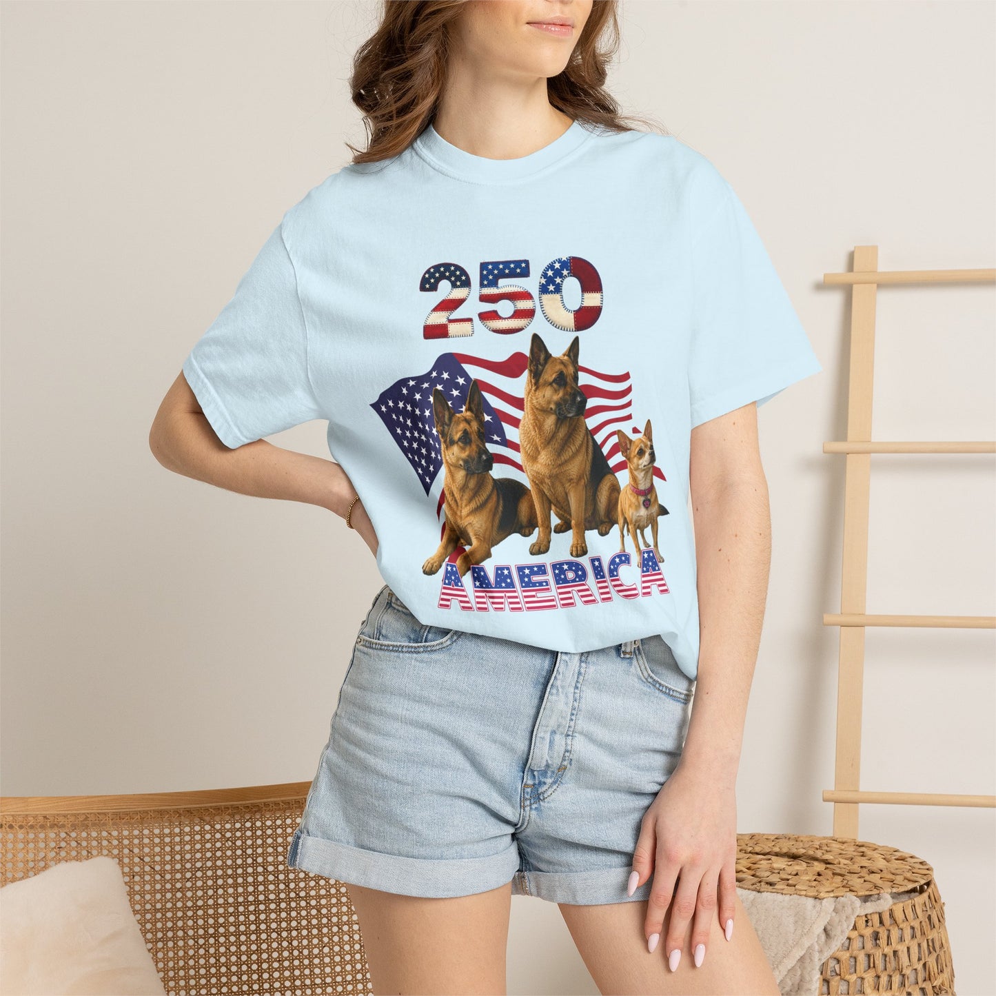 250 America German Shepherds Patriotic T-Shirt