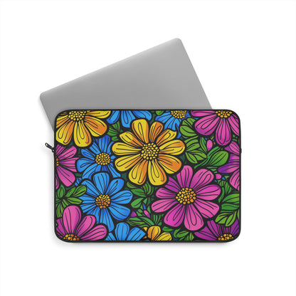 Floral Burst Laptop Sleeve — Colorful Daisy Print Protective Case