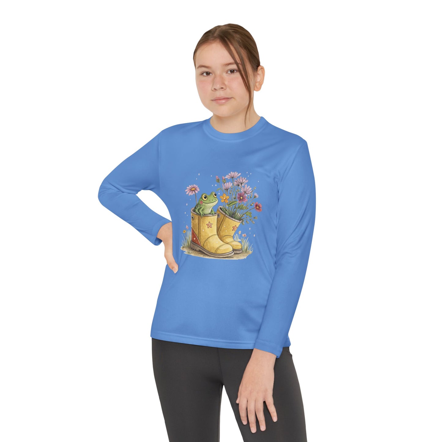 Youth Long Sleeve Tee — Froggy Garden Boots Illustration