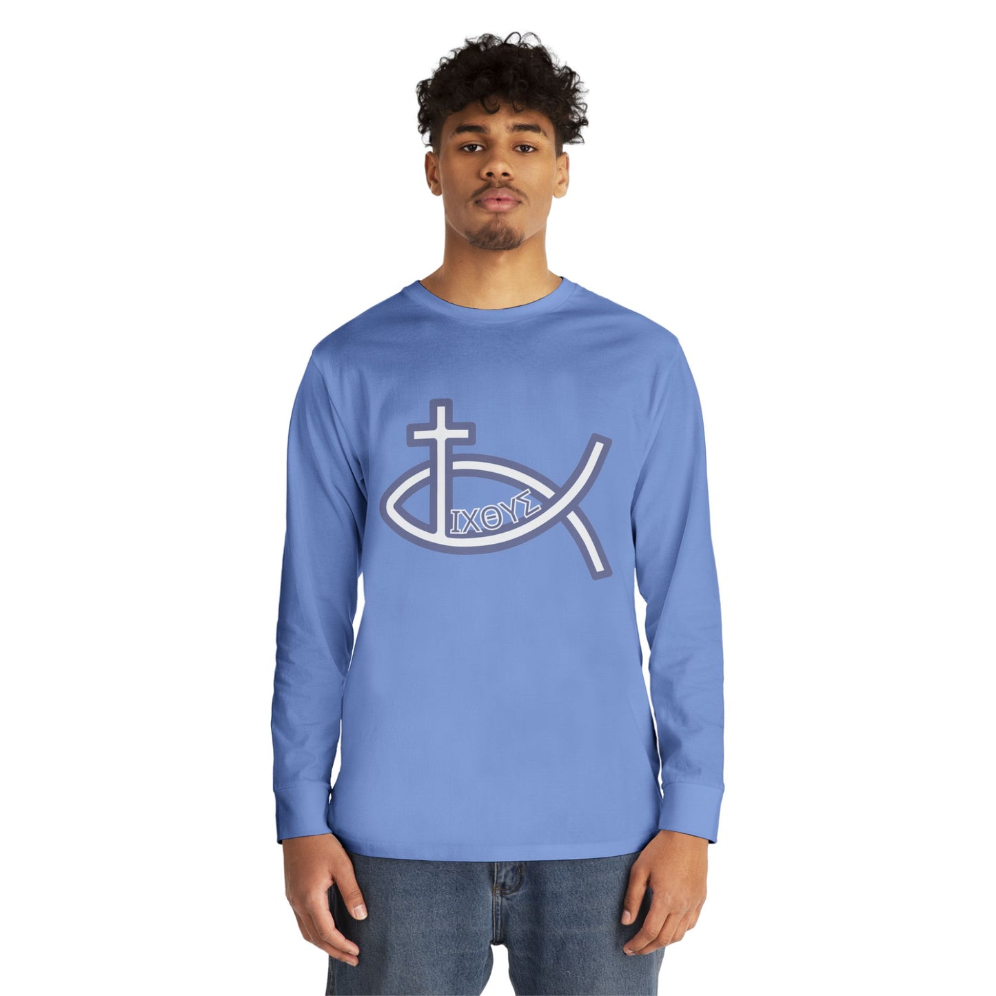 Faith-Inspired Long Sleeve Crewneck Tee - Perfect for Believers, Christian Gifts, Religious Apparel, Everyday Wear, Inspirational Clothing