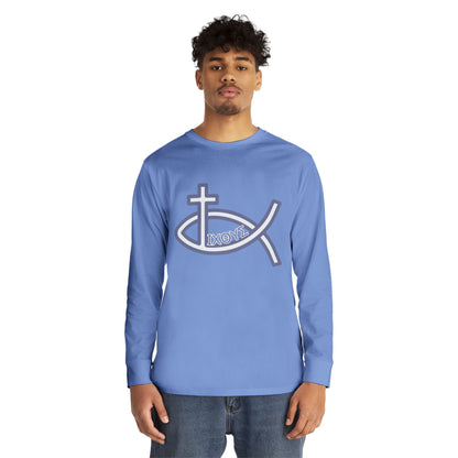 Faith-Inspired Long Sleeve Crewneck Tee - Perfect for Believers, Christian Gifts, Religious Apparel, Everyday Wear, Inspirational Clothing