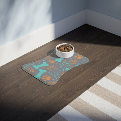 Pet Feeding Mat with Cute Dog Bones and Paws Perfect For Pet Lovers None Slip Floor Protection For Feeding Station