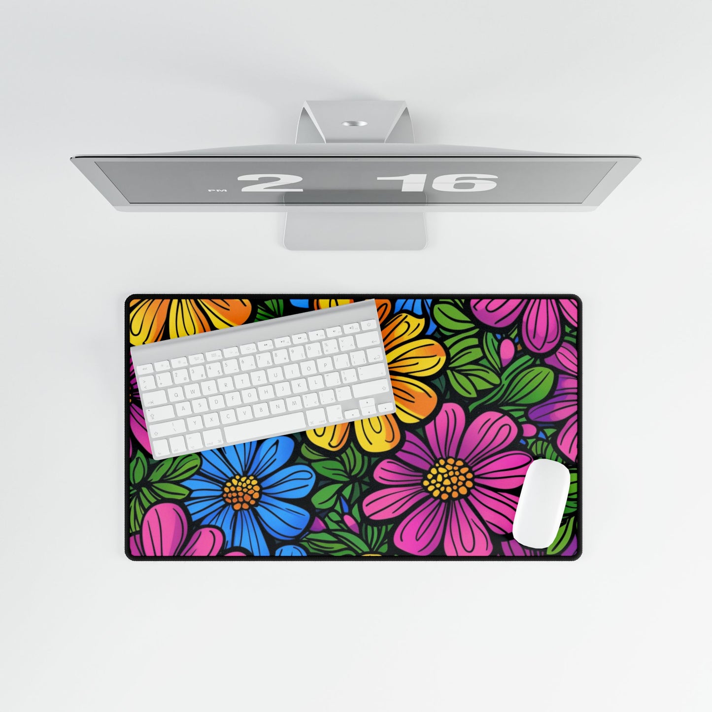 Floral Pop Desk Mat — Colorful Daisy Mouse Pad