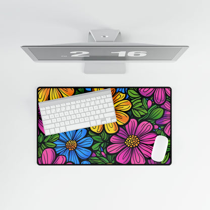 Floral Pop Desk Mat — Colorful Daisy Mouse Pad