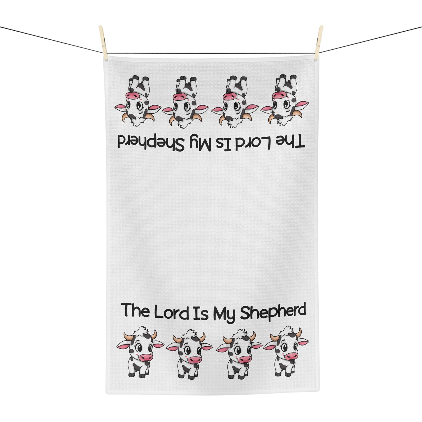 The Lord Is My Shepherd Microfiber Tea Towel — Cute Cow Faith Kitchen Towel