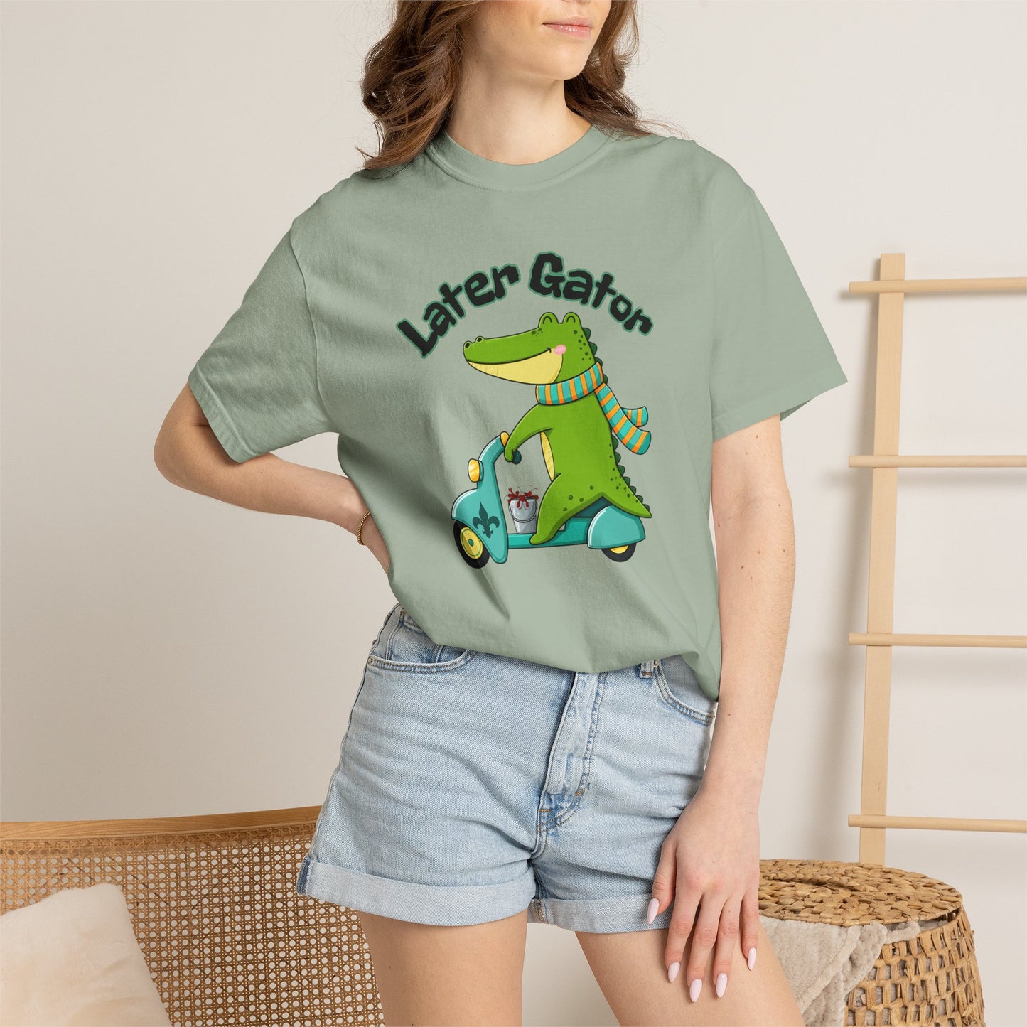 Later Gator After While Gator T-Shirt Cute Cartoon Alligator Scooter Tee Gift