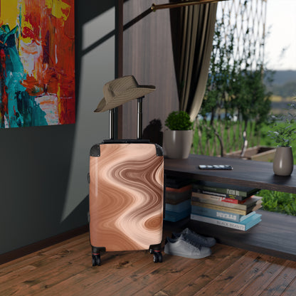 Marbled Copper Carry-On Suitcase — Stylish Swirl Travel Luggage