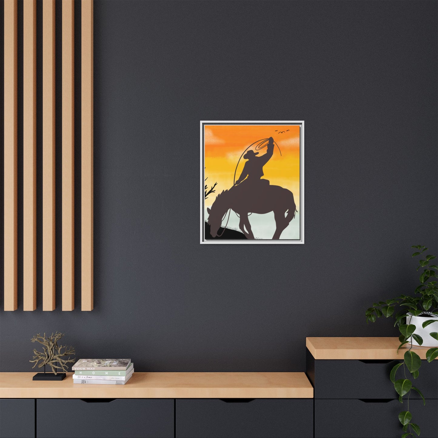 Framed Cowboy Rodeo Art Print Canvas Wall Decor Western Home Decor Rustic Cowboy Gift Equestrian Wall Art Country Themed Art Housewarming Gift