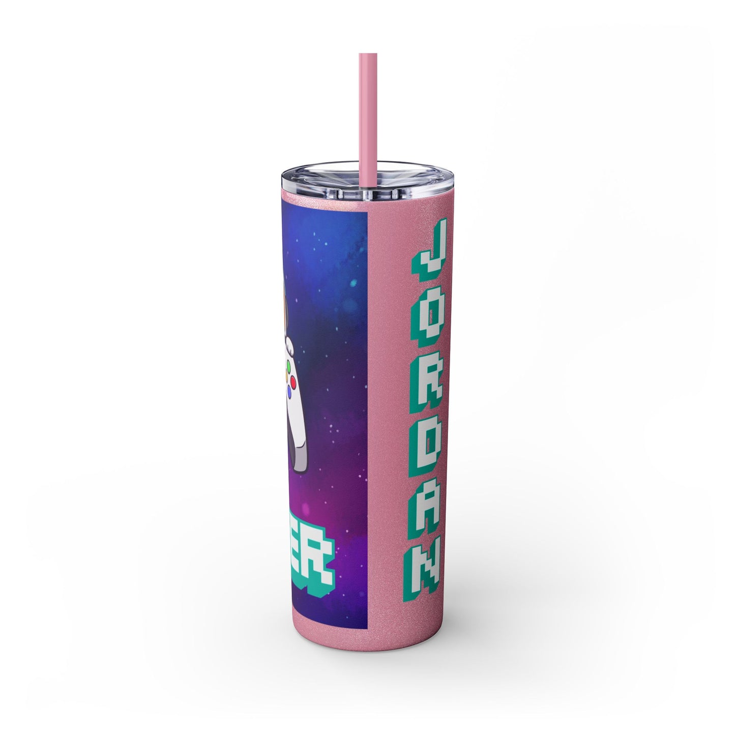 Tumbler Travel Cup Personalized Gamer Skinny Tumbler with Straw - 20oz - Cool Space Design
