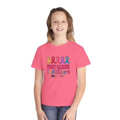 Youth Tee — "Fight Cancer In All Colors" Ribbon Awareness Shirt