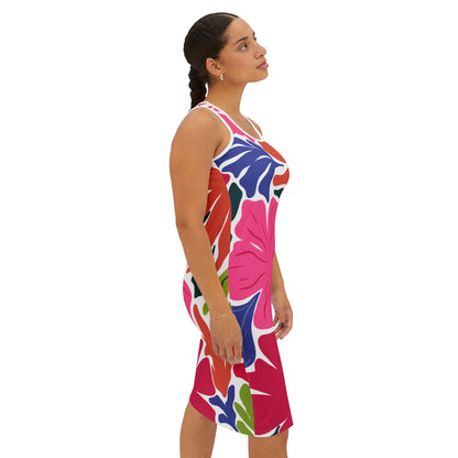 Dress Tropical Floral Racerback Dress Vacation Outfit Summer Style Beachwear Dress Floral Print Dress Spring Apparel Travel Essentials