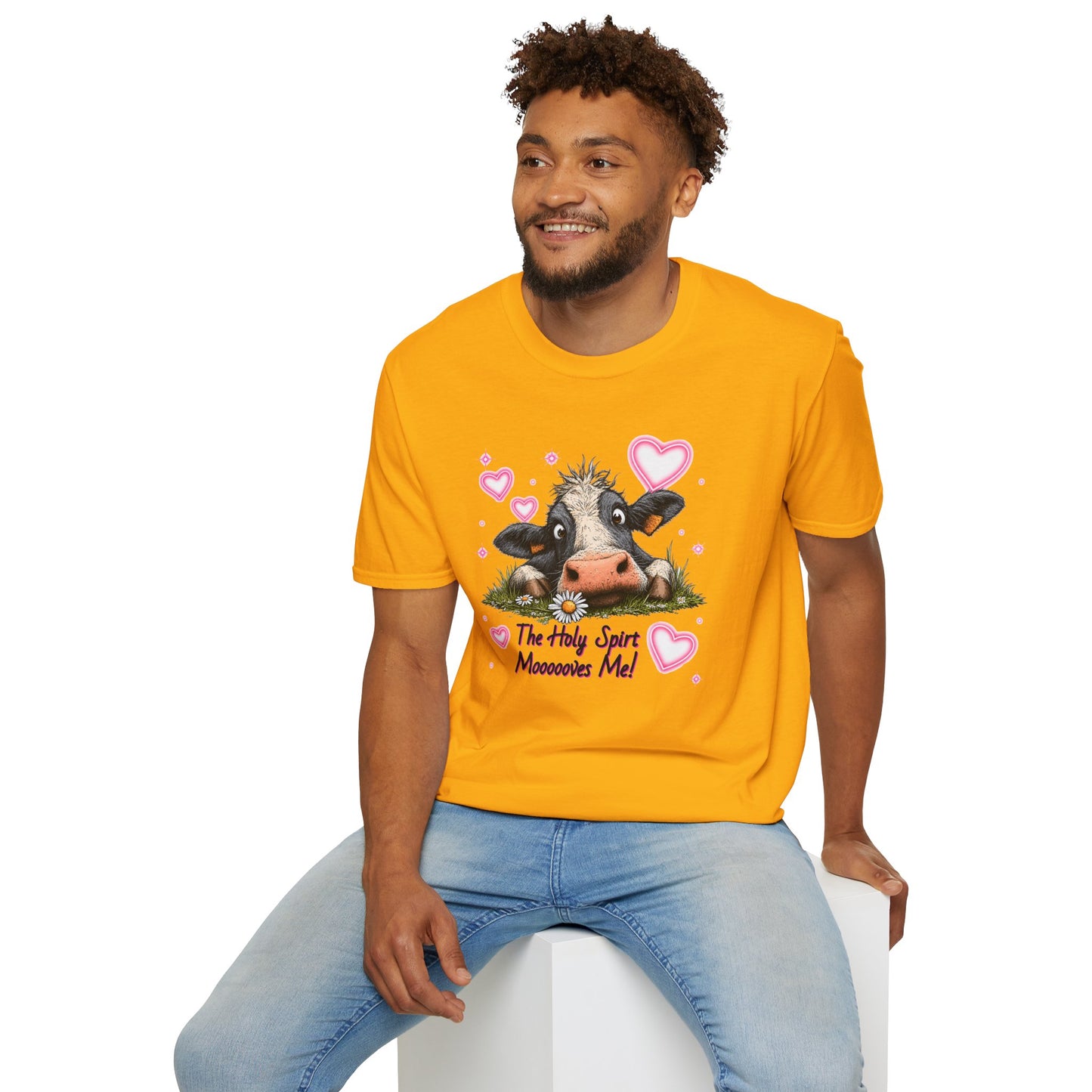 Holy Spirit T-shirt – Funny Faith-inspired Cow Design in 100% Cotton
