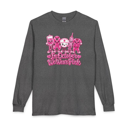 Breast Cancer Awareness Long Sleeve Shirt - "In October We Wear Pink"