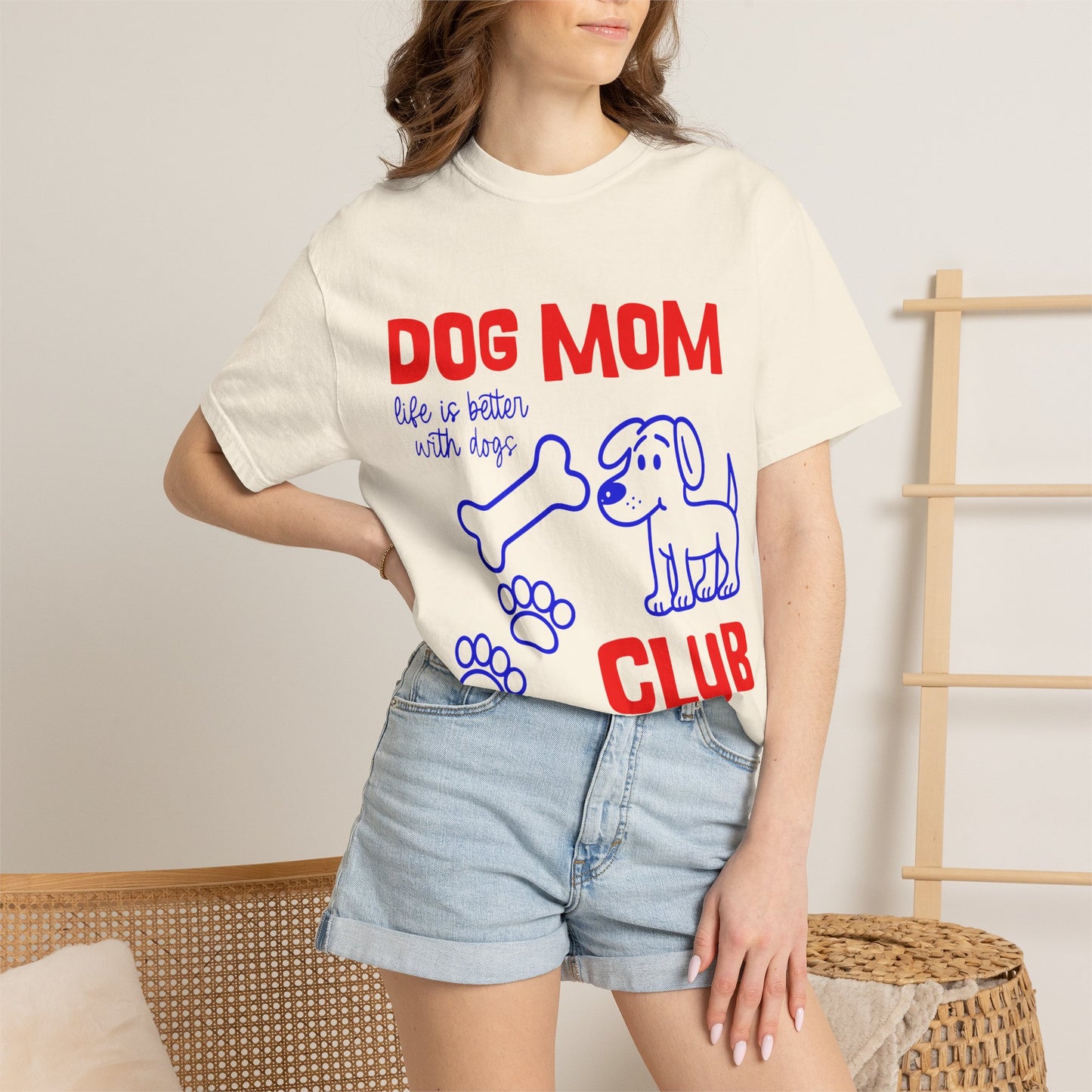 Dog Mom Club T-Shirt — Cute Paw Print & Bone Graphic Tee