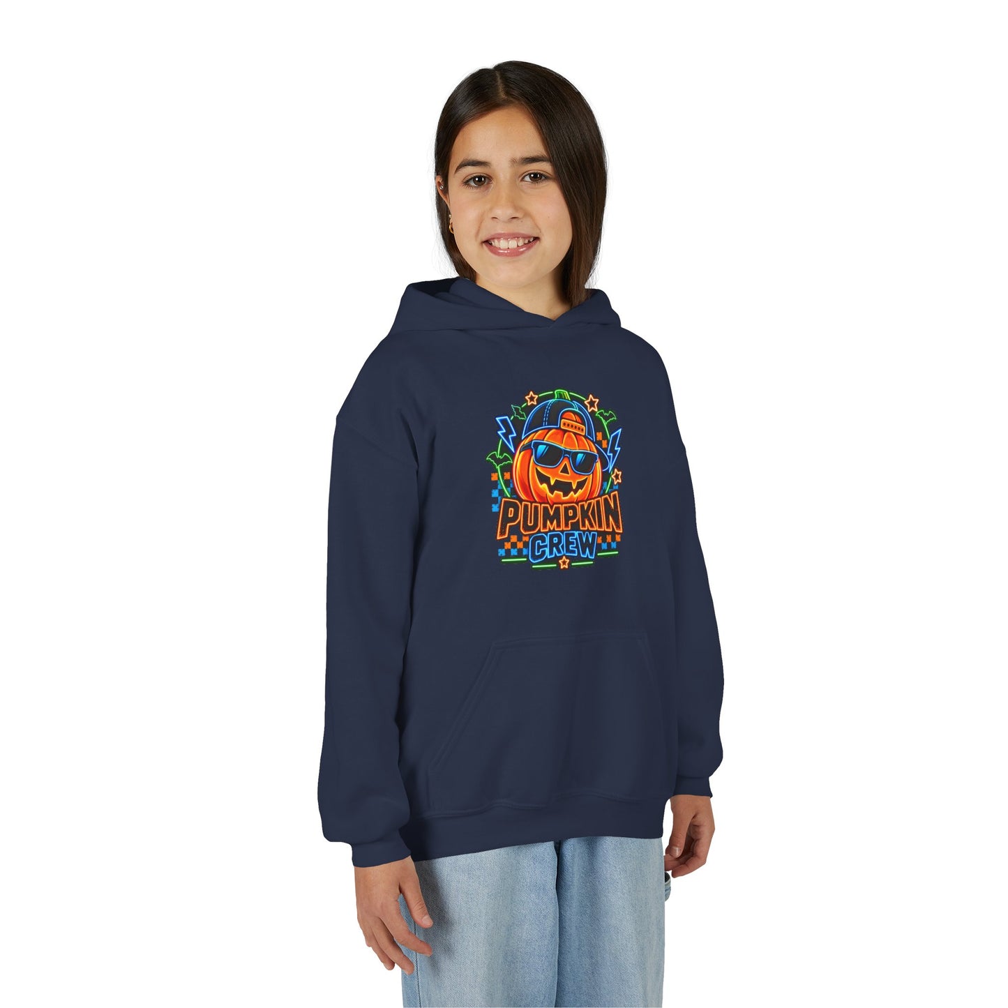 Youth Pumpkin Crew Hoodie — Cute Jack-O’-Lantern Halloween Sweatshirt