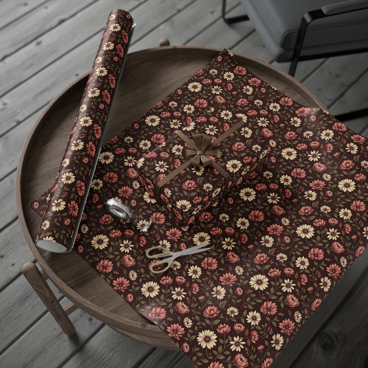 Floral Gift Wrap Paper Rustic Wrapping Paper for Birthdays Holidays & Special Occasions Eco Friendly Gift Packaging Floral Design